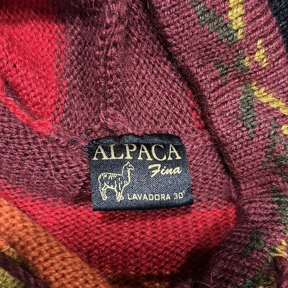 Alpaca Fina Women’s Hooded Pullover Striped w Fringe 100% Alpaca Wool Sweater XS - Picture 9 of 9